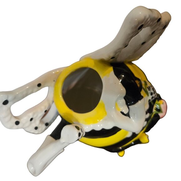 Queen Bee Teapot Heather Goldminc Blue Sky Ceramic READ Hand Painted 2012 - Picture 12 of 16